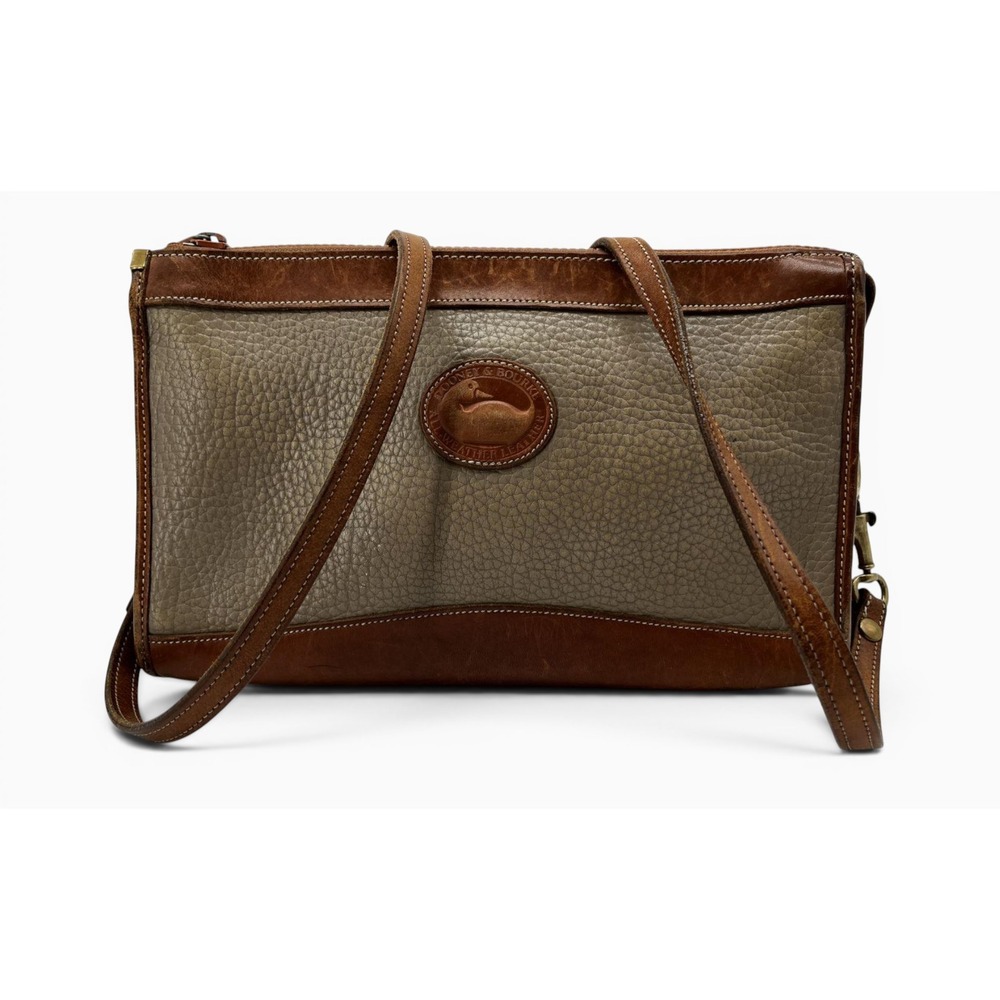 Vintage Dooney & Bourke AWL Crossbody Bag Taupe British Tan Leather USA Purse